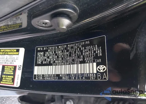 2017 Toyota Corolla Le из США, поврежденный, VIN 5YFBURHE6HP571950